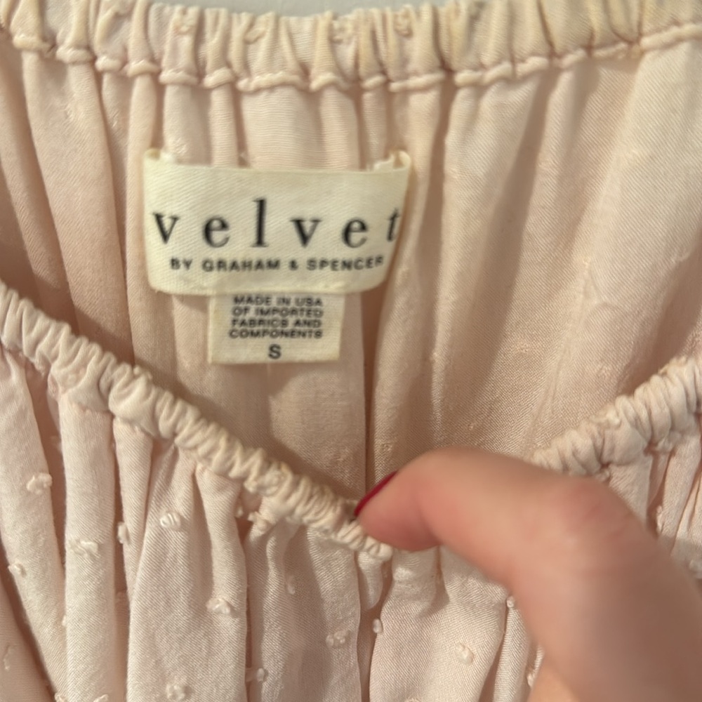Velvet off the shoulder pink ruffle top - Picture 2 of 2